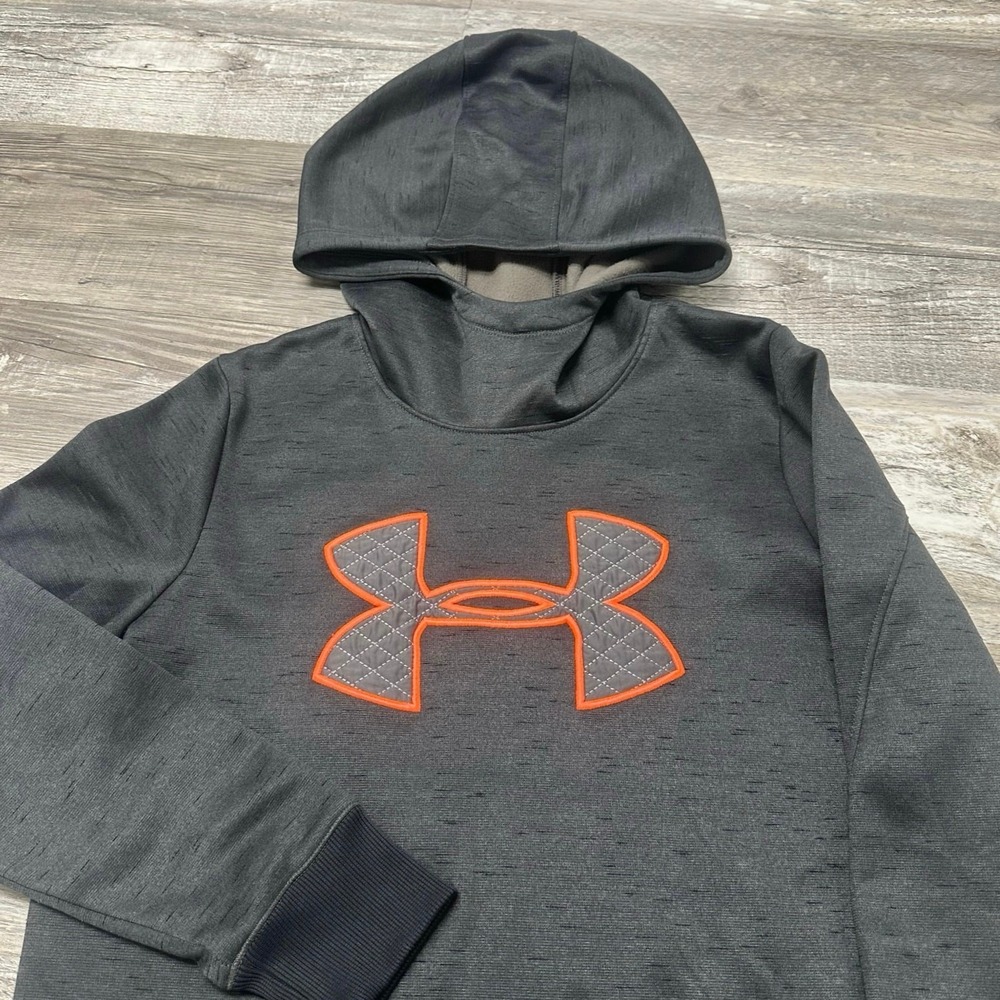Under Armour Gray Womens Medium Loose Cold Gear Fleece Lined Center Logo Hoodie
